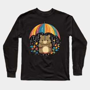 Wombat Rainy Day With Umbrella Long Sleeve T-Shirt